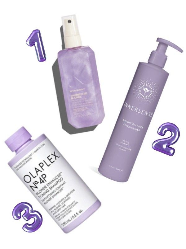 1. Shimmer Me Blonde helyreállító spray KEVIN MURPHY 9239 Ft/100 ml (92,39 Ft/1 ml) 2. Bright Balance hajbalzsam INNERSENSE 14 990 Ft/295 ml (50,81 Ft/1 ml) 3. No.4P Blonde Enhancer hamvasító sampon OLAPLEX 9200 Ft/250 ml (36,8 Ft/1 ml)