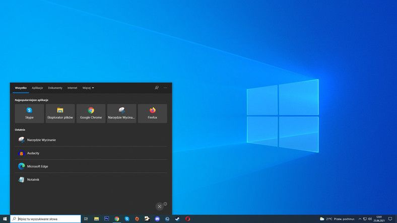 Windows 10 - pasek zadań i wyszukiwanie