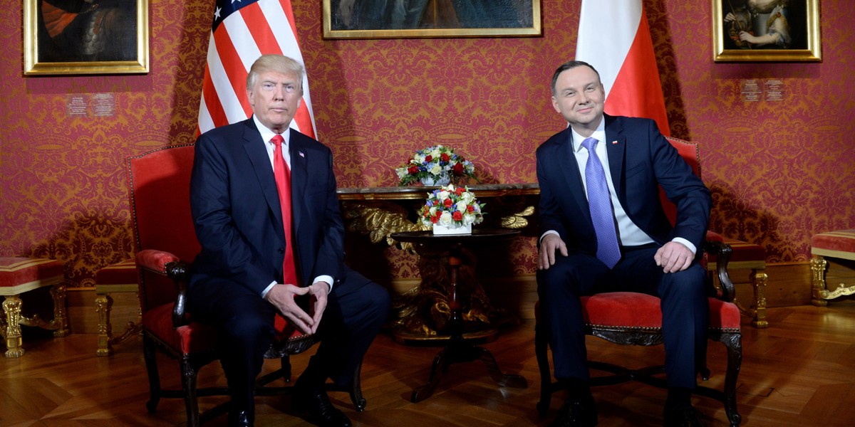 Prezydenci Andrzej Duda i Donald Trump spotkali się na Zamku Królewskim w Warszawie