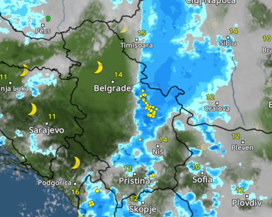 Padavine u Srbiji 24 oktobra u 7 sati