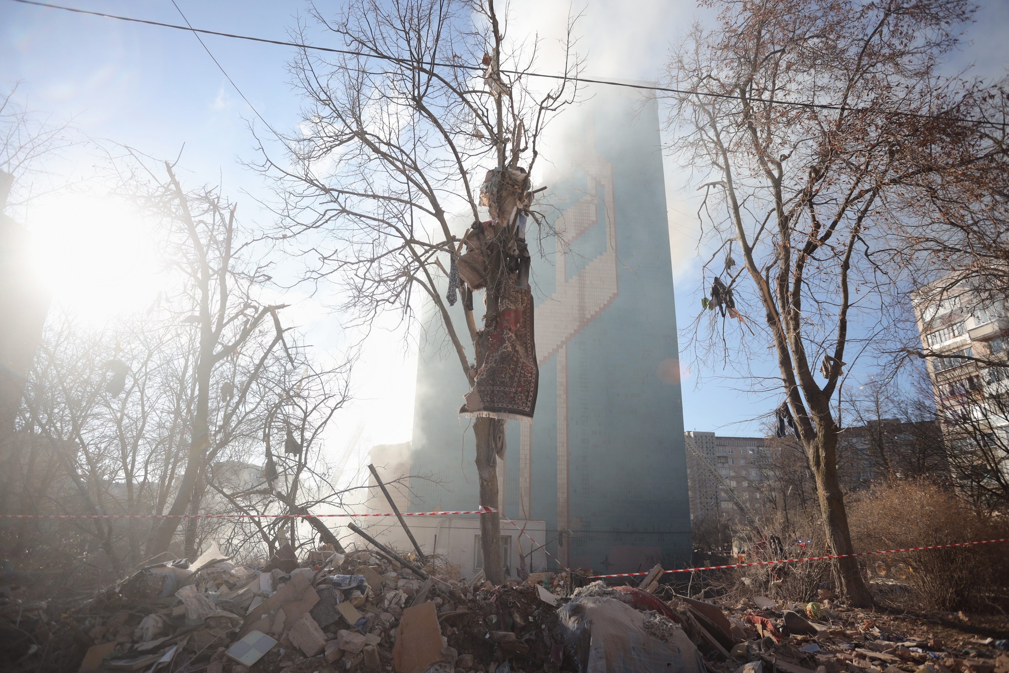 Ukrajiné mesto Ternopiľ po ruskom útoku.