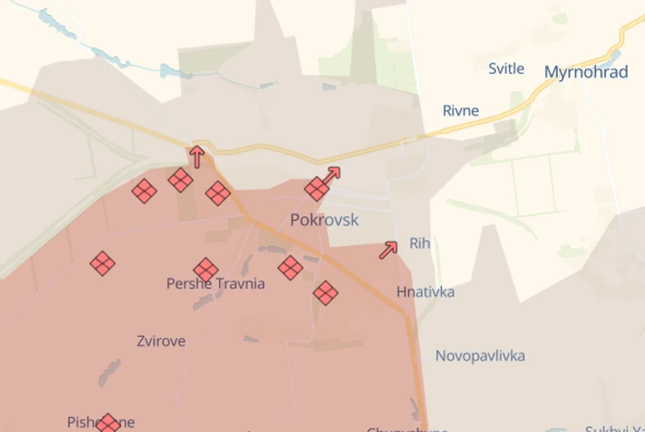 Pokrovsk na DeepState mapi