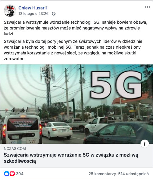 5G - fake newsy w polskim internercie