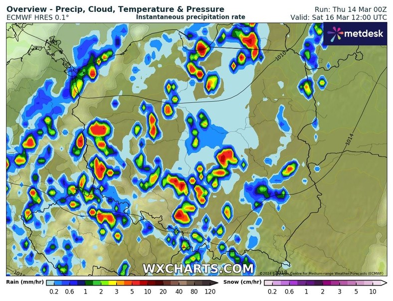 W sobotę przez Polskę przejdą burze z gradem