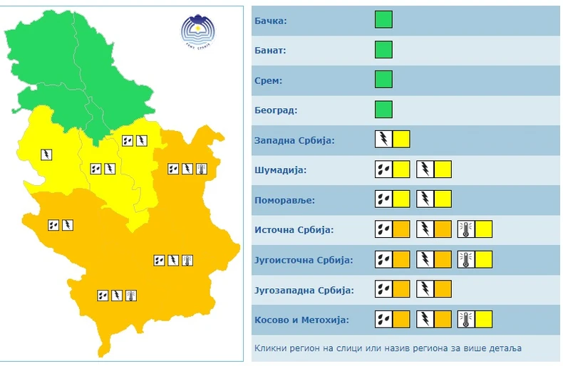 Meteoalarm za 3. avgust
