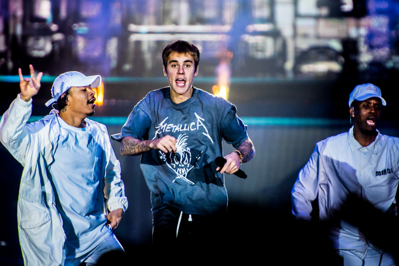Justin Bieber podczas koncertu na Tauron Arena w Krakowie