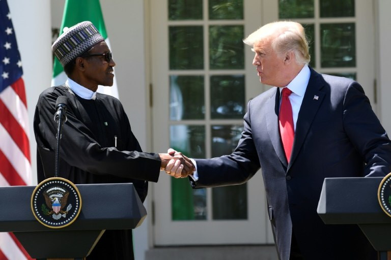 US President Donald Trump receives Nigerian President Buhari in the White House in 2018 (Presidency)  