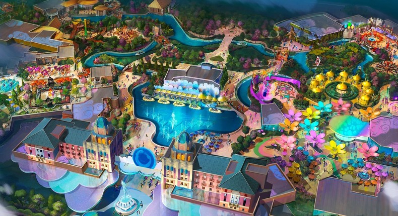 A rendering of Universal Parks and Resorts' upcoming family friend theme park in Frisco, TexasUniversal Parks and Resorts