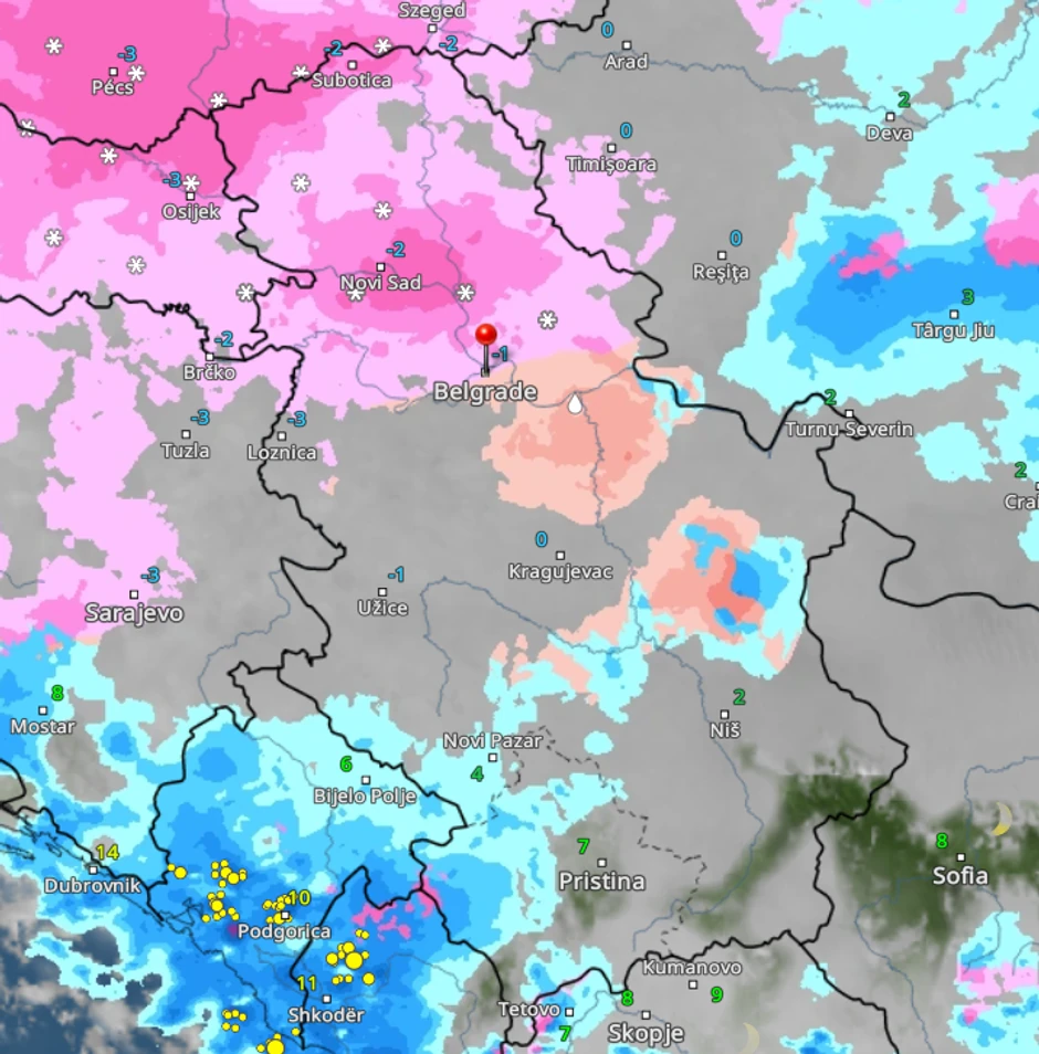 Vremenski rada danas u 17h