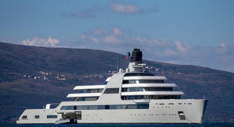 A superyacht named, Solaris, owned by Russian oligarch Roman Abramovich.