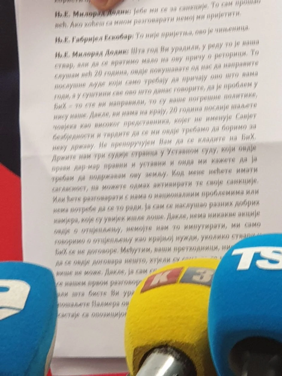 Stenogram razgovora Dodika i Eskobara