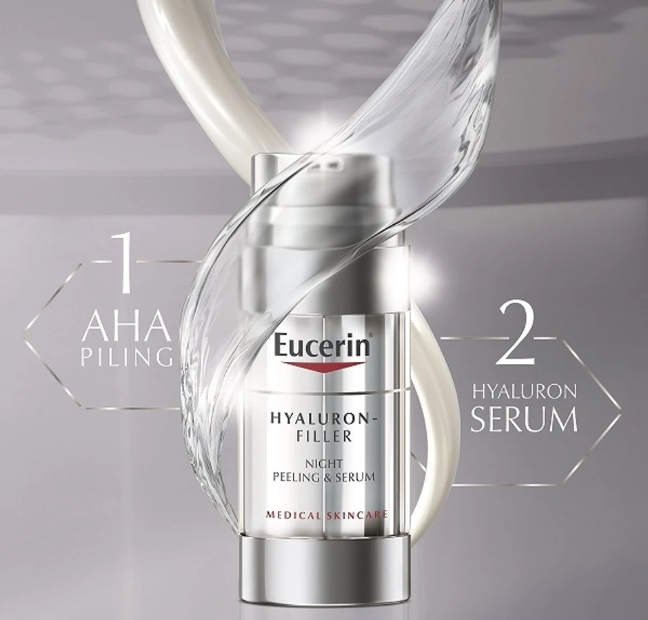 Eucerin Hyaluron-Filler Noćni intenzivni serum pruža blagi piling i podstiče regeneraciju kože