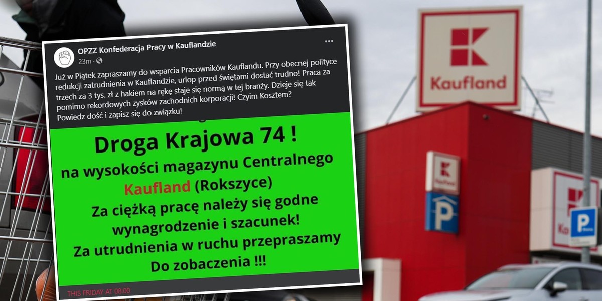 Międzyzakładowa Organizacja OPZZ Konfederacja Pracy reprezentująca pracowników Kauflandu zapowiedziała na Wielki Piątek blokadę jednej z dróg krajowych i manifestację.  