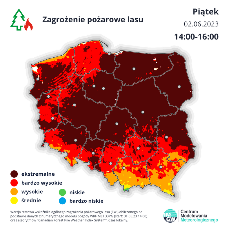 W lasach prawie całej Polski utrzyma się bardzo wysokie i ekstremalne zagrożenie pożarowe.