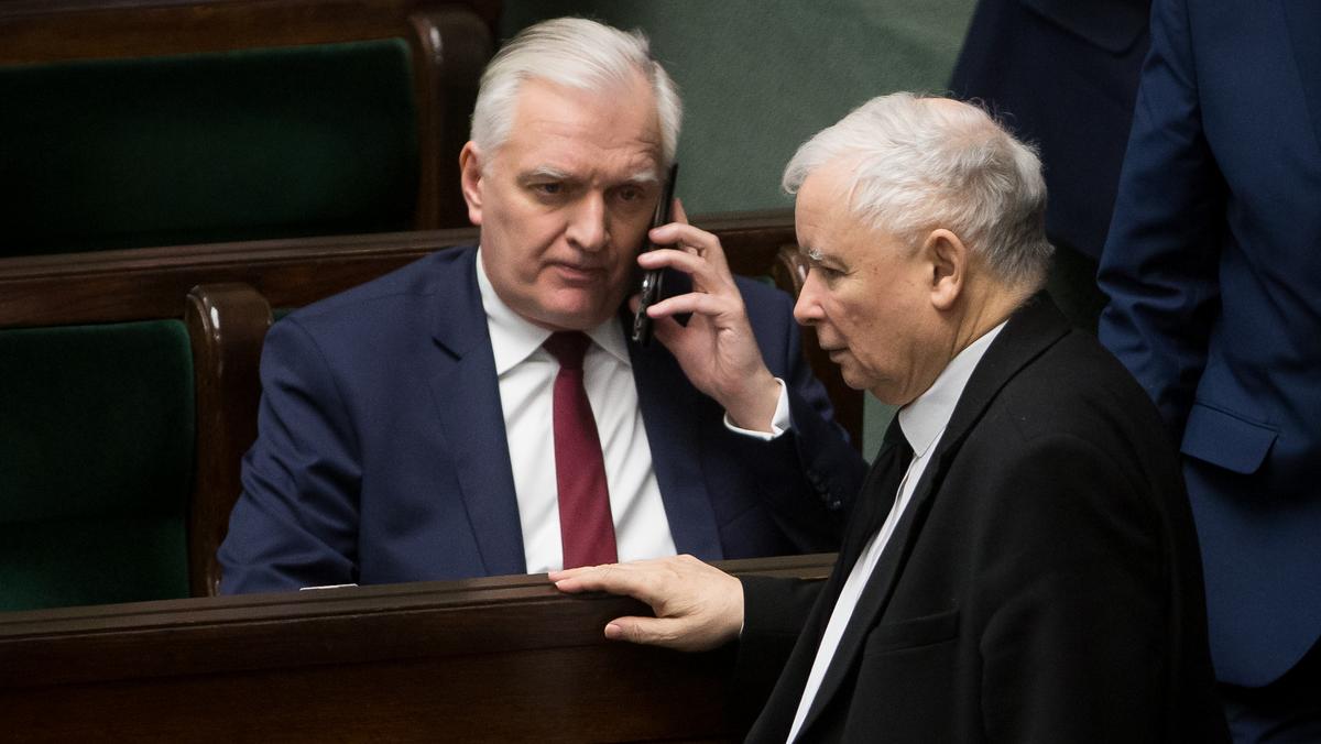 Jarosław Gowin i Jarosław Kaczyński w Sejmie w lutym 2020 r.
