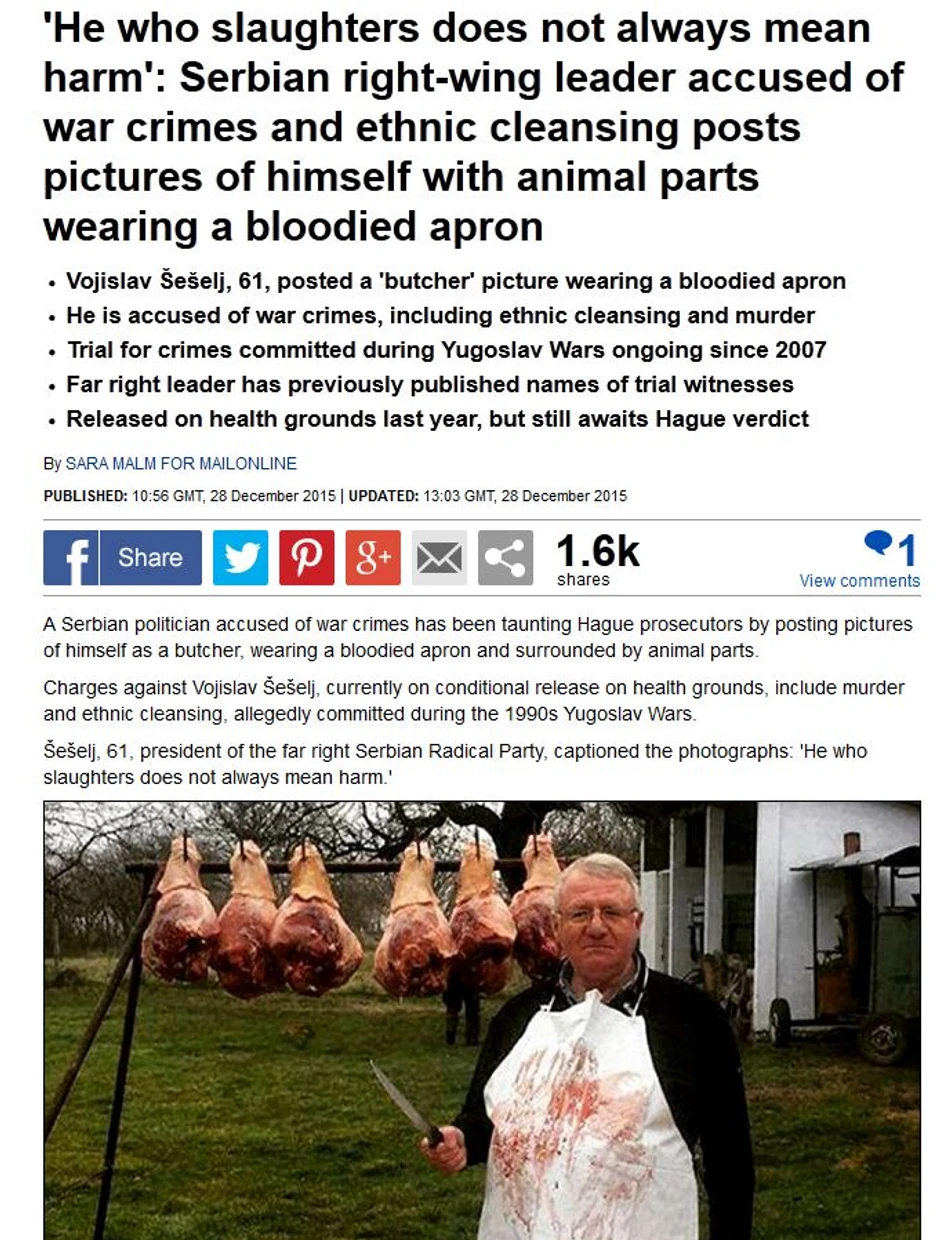Britanski "Dejli mejl" o Vojislavu Šešelju