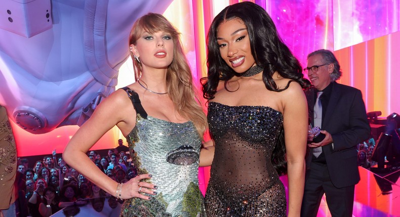 Taylor Swift poses with 2024 VMAs host Megan Thee Stallion.Christopher Polk/Billboard via Getty Images