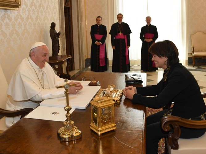Doris Leuthard i papież Franciszek
