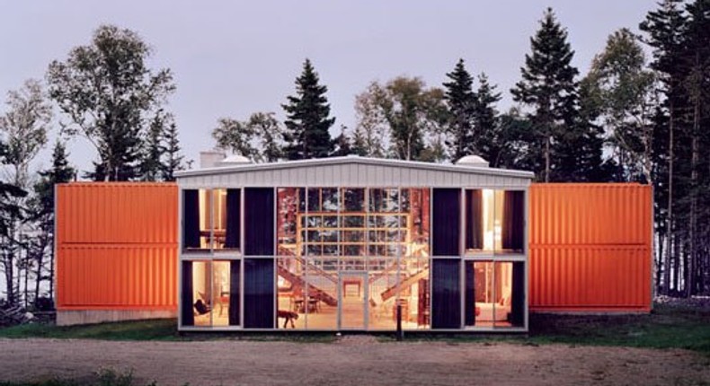 This house was constructed with shipping containers, which is a form of alternative building technology