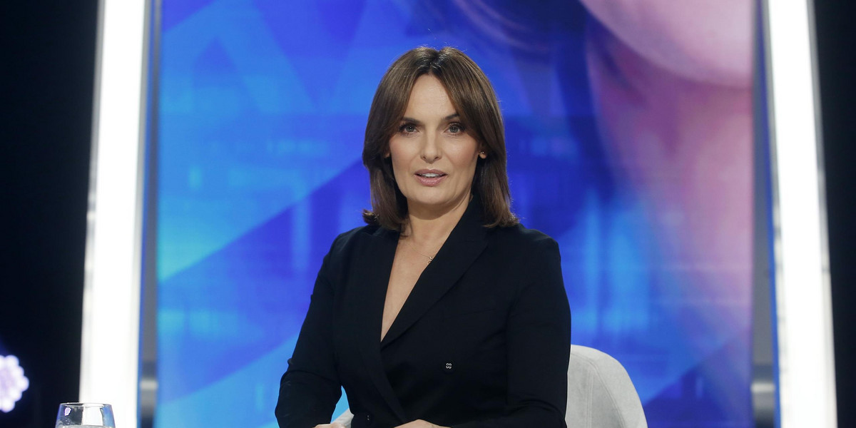 Dorota Gawryluk na planie programu "Lepsza Polska".