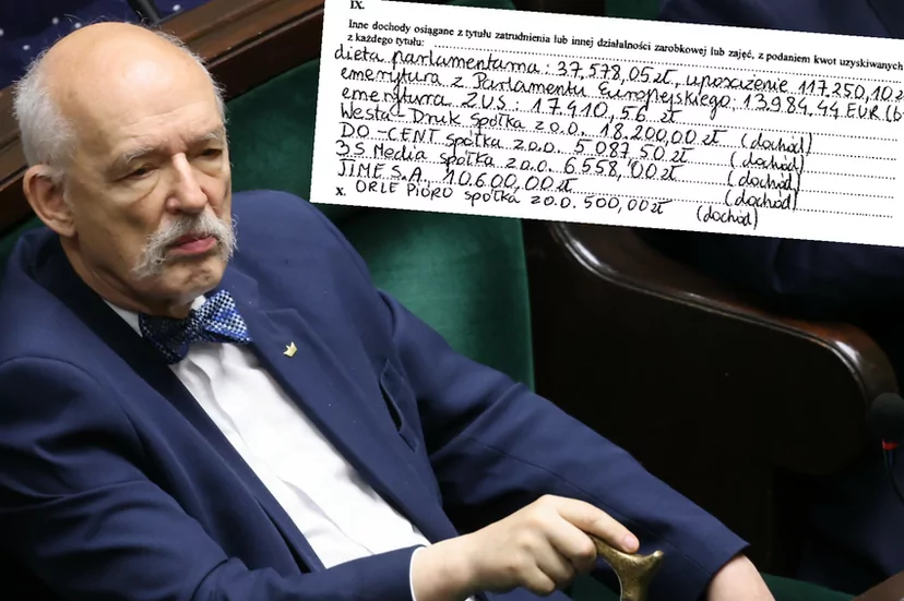 Janusz Korwin-Mikke pokazał oświadczenie majątkowe. Kilka źródeł dochodu i roszczenie z ZUS