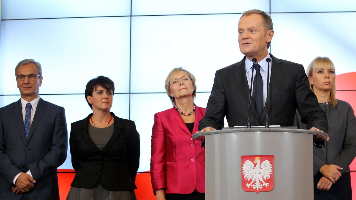 Premier Donald Tusk oraz kandydaci na nowych ministrów 