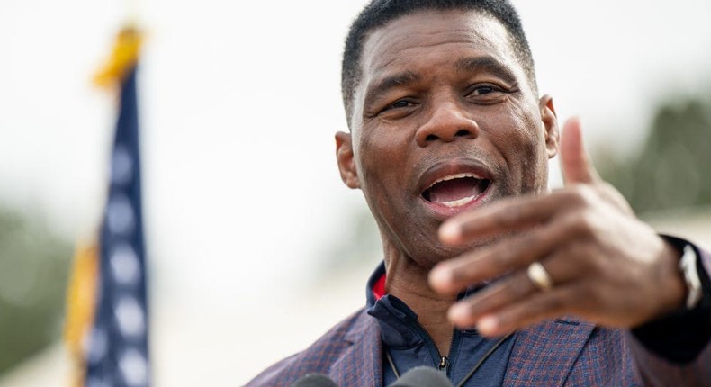 Georgia Republican Senate nominee Herschel Walker speaks to supporters at a campaign rally in McDonough, Ga., on November 16, 2022.Brandon Bell/Getty Images