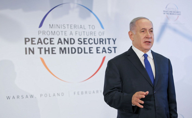 Premier Benjamin Netanjahu podczas konferencji bliskowschodniej w Warszawie