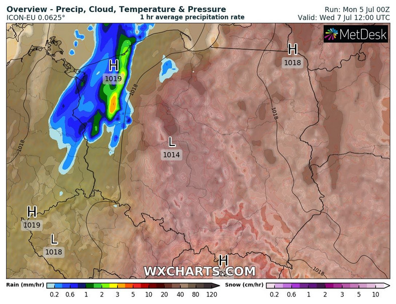 W środę do zachodniej i północno-zachodniej Polski dotrze już front z opadami