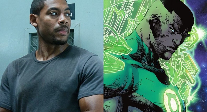 Aaron Pierre in Rebel Ridge, and John Stewart in the Green Lantern comics.Netflix/Jim Lee/Scott Williams/DC Comics