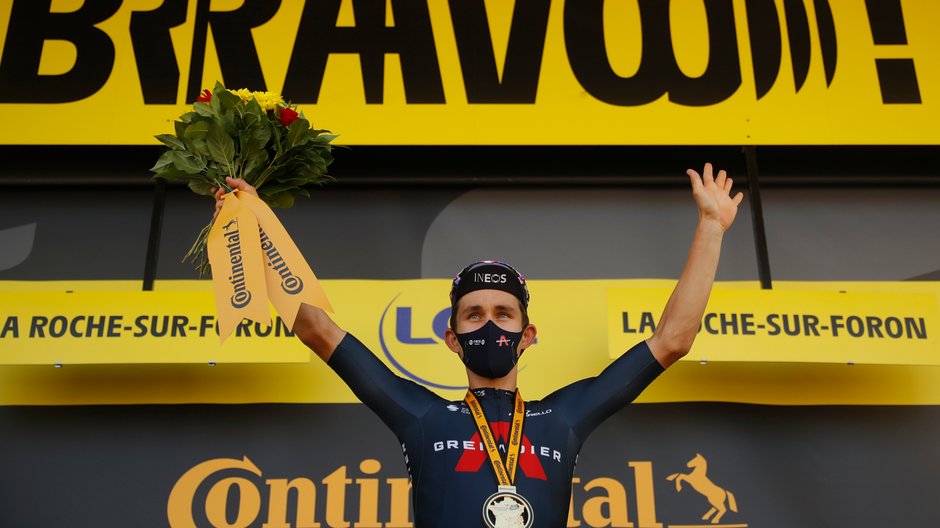 Michał Kwiatkowski na podium Tour de France