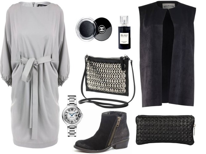 Szara sukienka w roli głównej - STYLIZACJE na jesień 2014