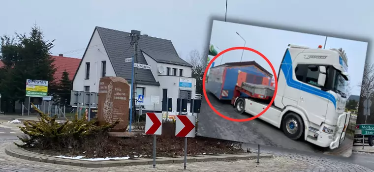 Kluczowe rondo zablokowane. Drogę krajową zatarasował niezwykły transport