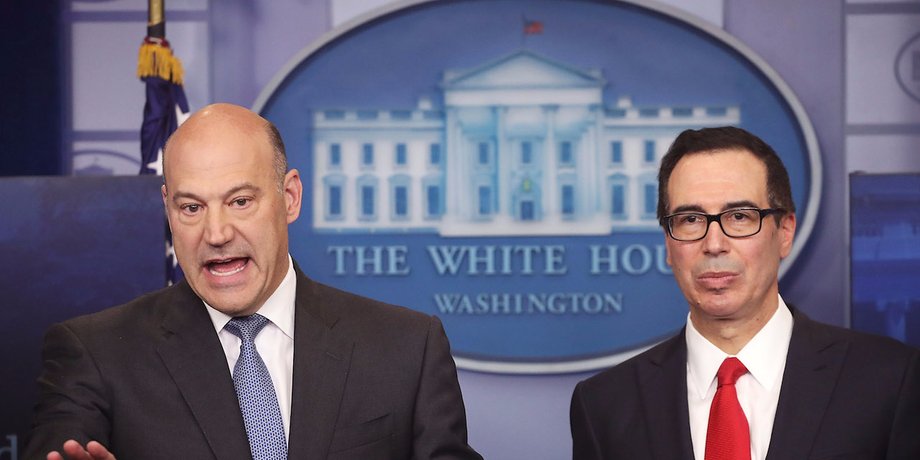 Gary Cohn, the director of the National Economic Council, and Steven Mnuchin, the Treasury secretary.