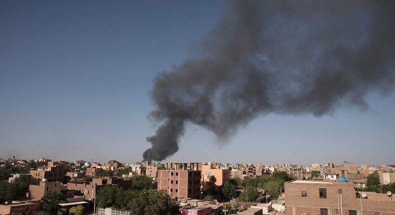 Smoke is seen in Khartoum, Sudan, Wednesday, April 19, 2023.AP Photo/Marwan Ali, File