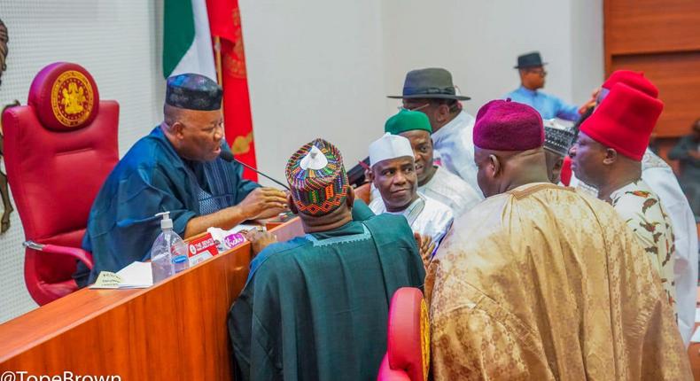 Senate President Godswill Akpabio (left) and his fellow senators have conducted a ministerial screening that's painfully unsatisfactory [Tope Brown]