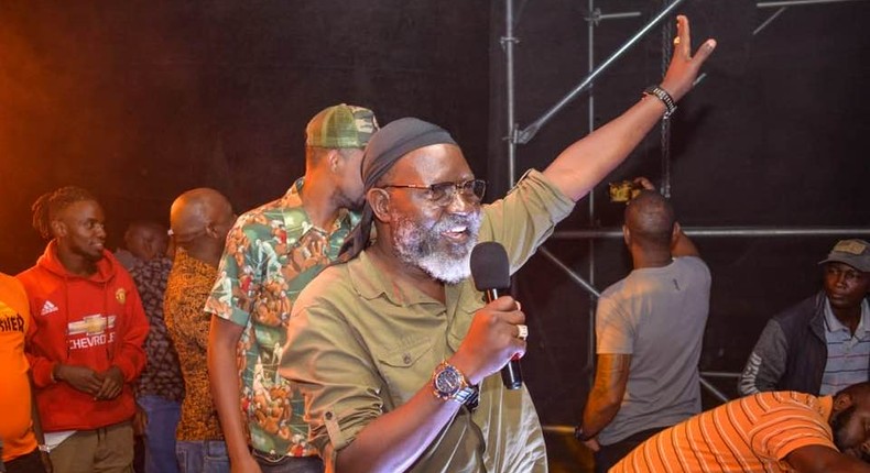 Roots Party presidential candidate Professor George Wajackoya campaigning at the Paris Lounge in Nairobi on June 25, 2022