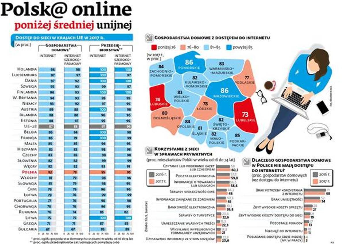 Polska online poniżej średniej unijnej