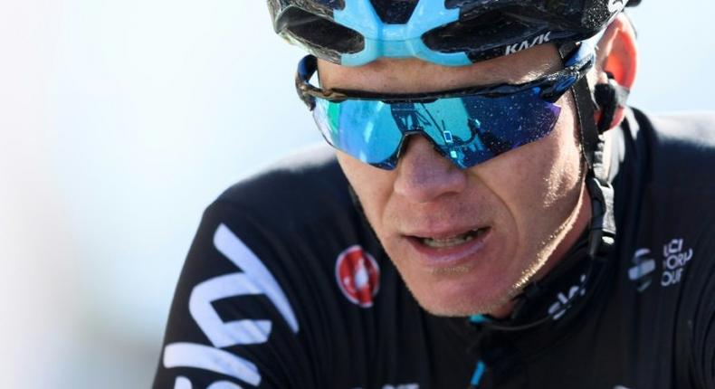 Britain's Chris Froome of team Sky reacts after the fourth stage of Tour de Romandie UCI protour cycling race, a 163,5 km ride from Domdidier to Leysin on April 29, 2017 in Leysin