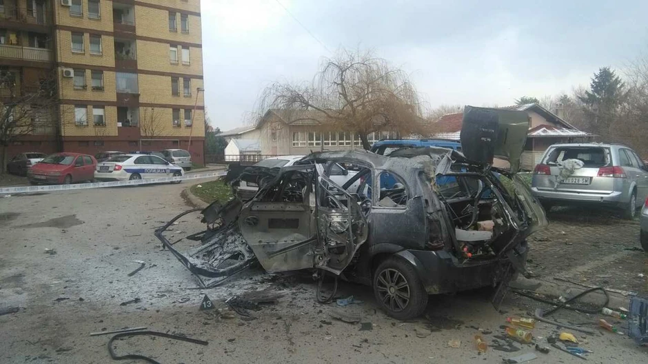 Auto u kojem je bio Dejan Šarković kada je došlo do eksplozije