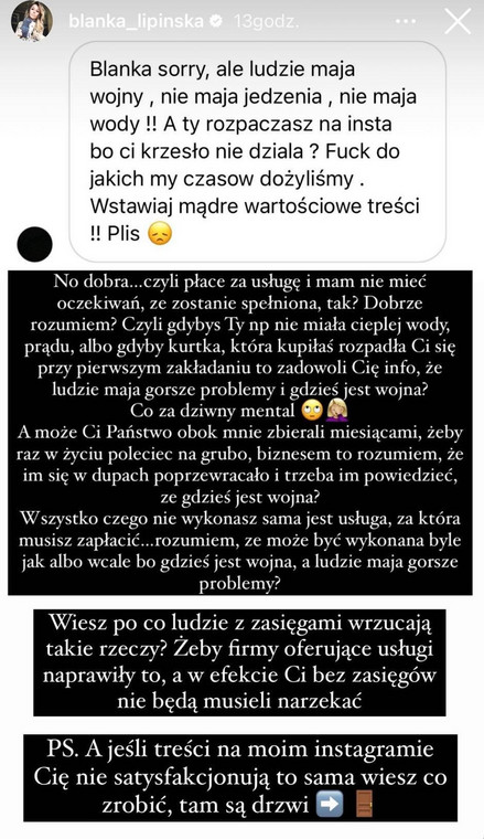 Blanka Lipińska na Instagramie