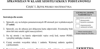 Arkusz ze sprawdzianu szóstoklasisty 2016 - język polski i matematyka. Mamy odpowiedzi