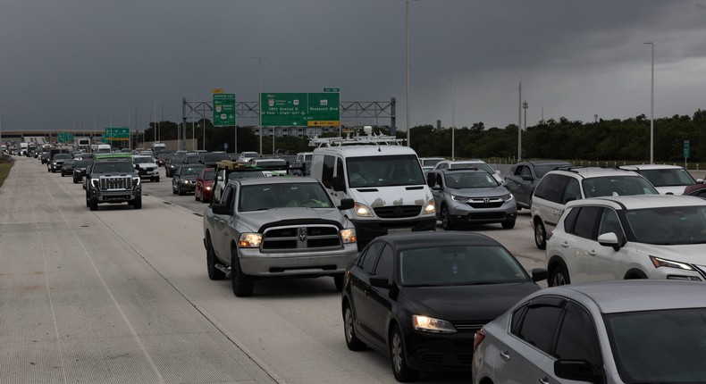 Thousands evacuate from St. Petersburg, Florida, ahead of Hurricane Milton on October 7, 2024. Tampa's mayor warned that any who choose to remain in the city will die.Spencer Platt/Getty Images