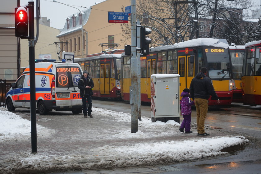 zatrzymanie ruchu tramwajów na Gdańskiej w Łodzi