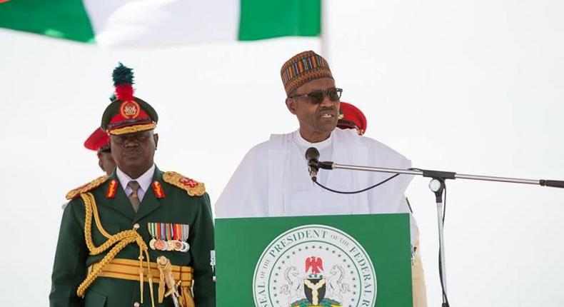 President Buhari addressing Nigerian army in Kadunaon Saturday, September 12, 2015