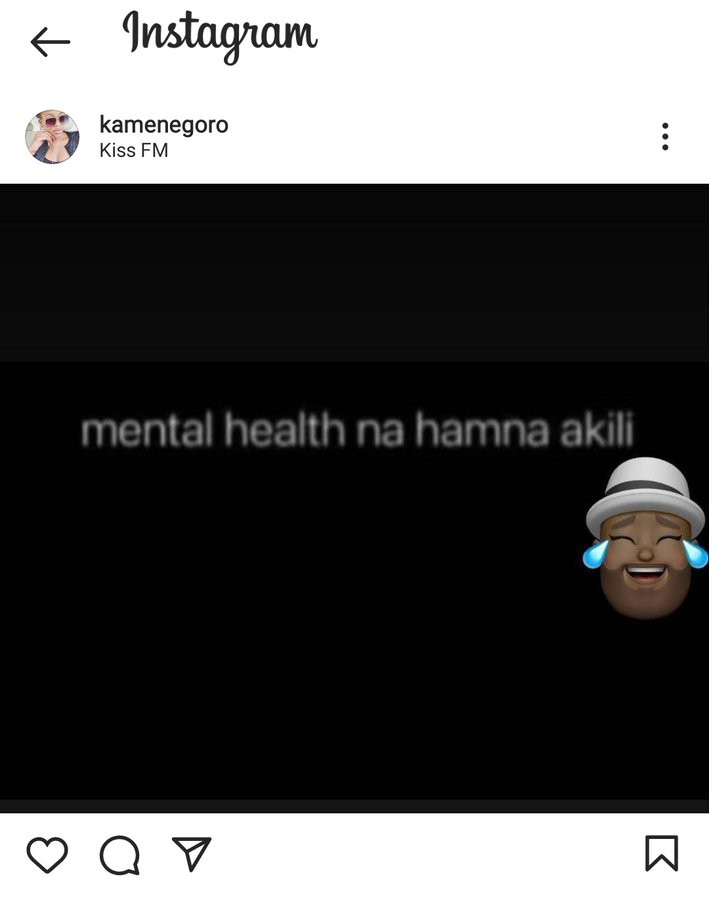 Kamene Goro's posted that is now deleted form her Instagram