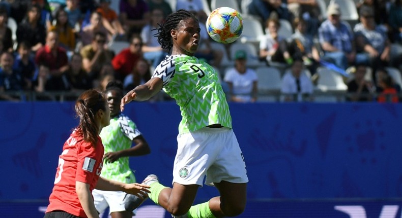 Desire Oparanozie (R) in action for Nigeria at the women's World Cup. She plays in France so Monday's clash with the hosts will be a particularly special occasion for her