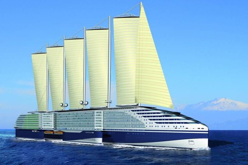 Ekološka vizija prekookeanskog broda: “Eoseas” je projekat arhitektonskog studija “STX Europe”. Dugačak je 305 metara i ima džinovska jedra od fleksibilnog materijala. Motori na tečni gas obezbeđuju energiju za pogon elektromotora. Dodatni izvori energije su solarne ćelije i biogas, koji nastaje pametnom preradom otpada.