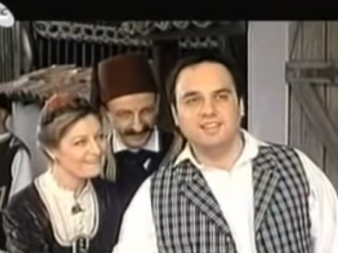 Danica Maksimović  (Persa), Branimir Brstina (hadži Jordan) i Nebojša Ilić (Manulać) u filmu Zdravka Šotre "Zona Zamfirova"