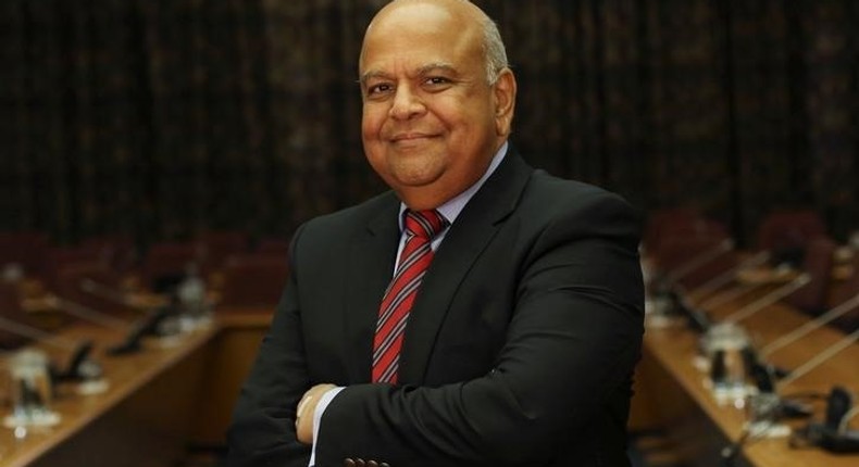 South African finance minister Pravin Gordhan poses for a photograph in Pretoria, after speaking via video link to a Thomson Reuters investment conference in Cape Town South Africa, October 14,2016. 